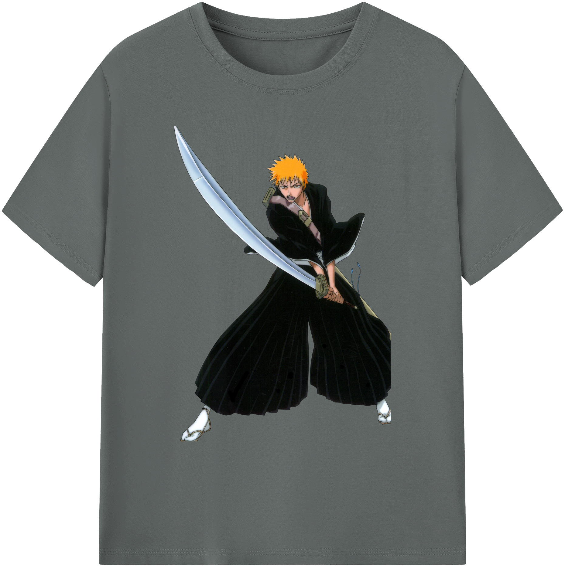 （画像用） ブリーチ 黒崎一護（くろさき いちご）BLEACH Kurosaki Ichigo 綿100％ メンズ半袖Tシャツ｜肌触りやわらか＆通気性